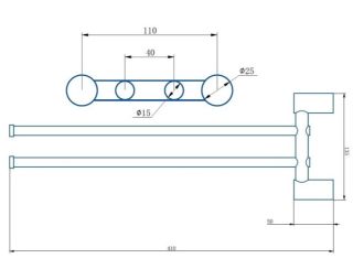 Полотенцедержатель Haiba HB8412-4 42см бронза